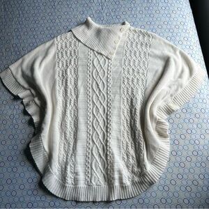 Alfred Dunner Cream Cable Knit Poncho
